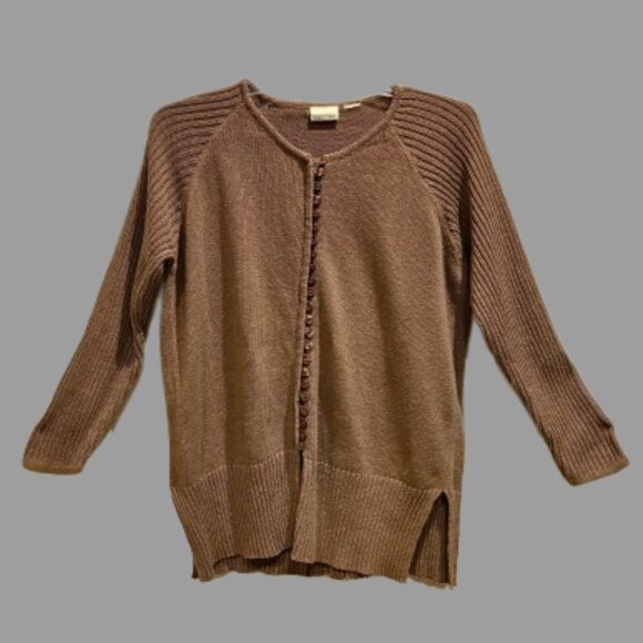 Newport News Brown Knit Button Down Sweater - Picture 1 of 7